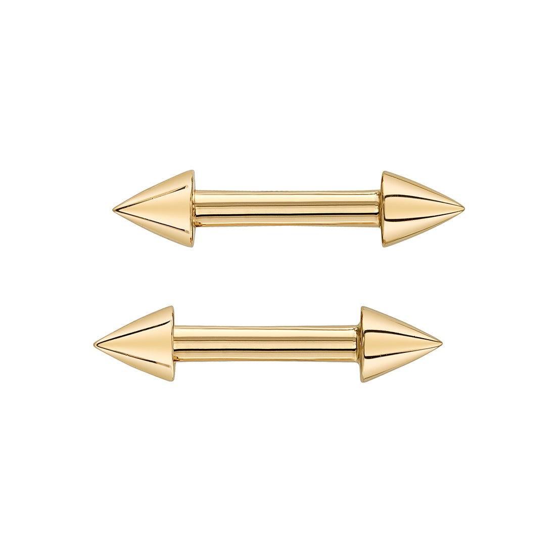 Two BVLA Spike Bell Barbells with threaded spikes are arranged parallel on a white background.