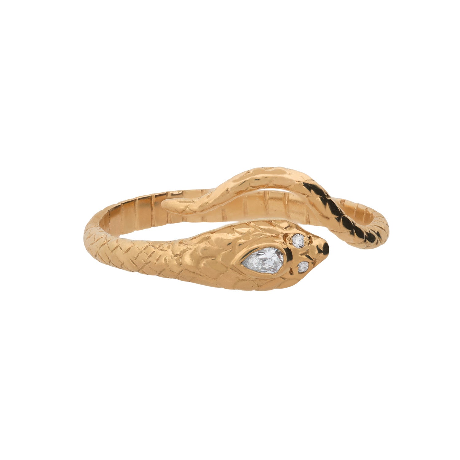 Coiled Cobra Ring - White Diamond