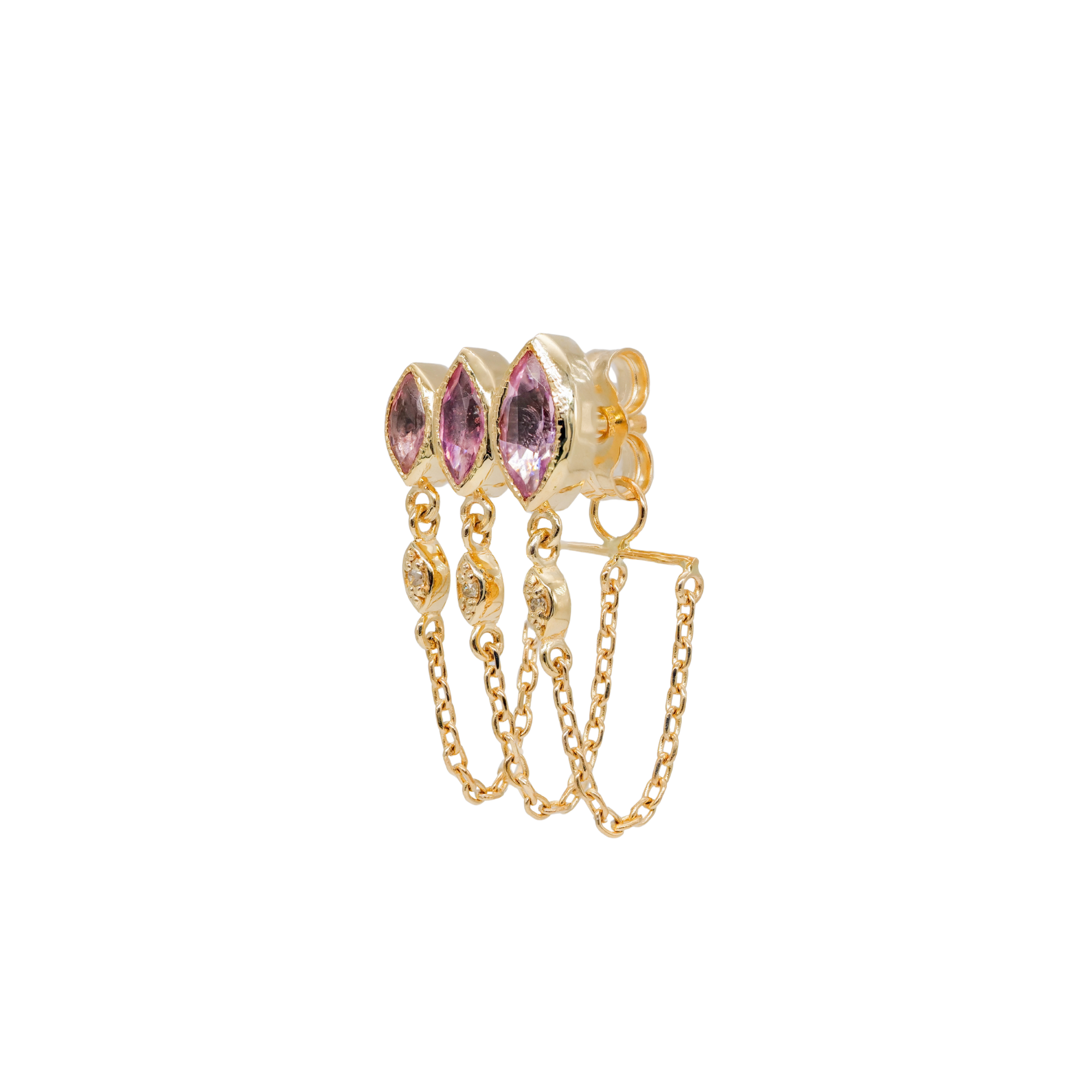 Triple Marquise Chain Earring