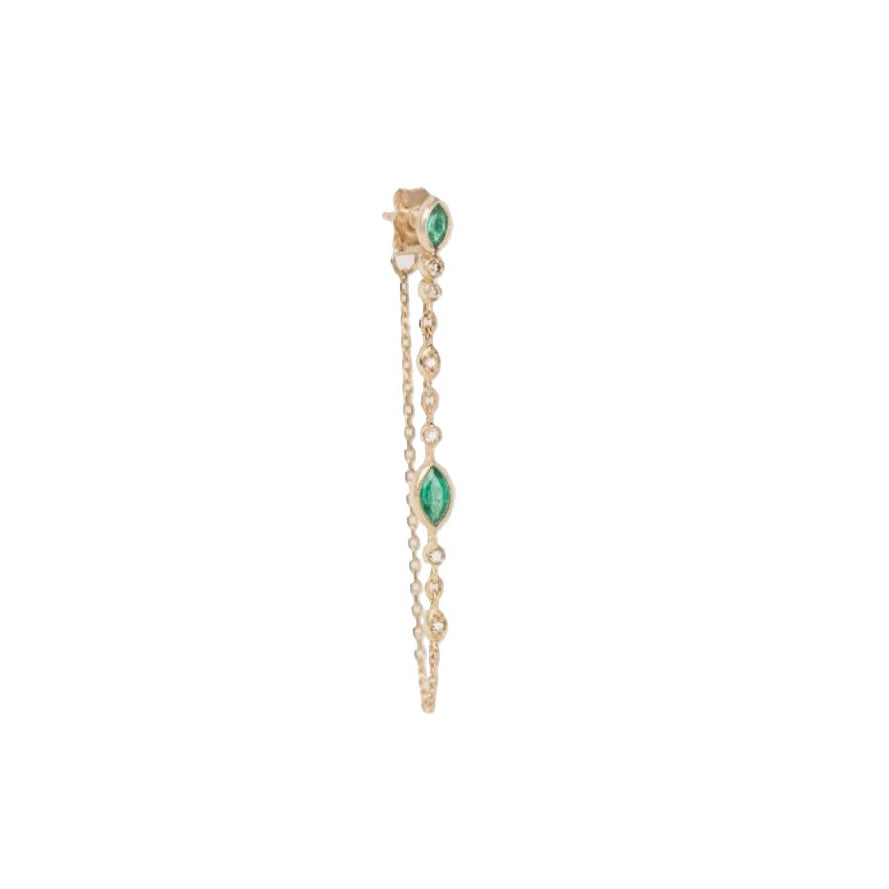 Double Emerald Dangle Earring