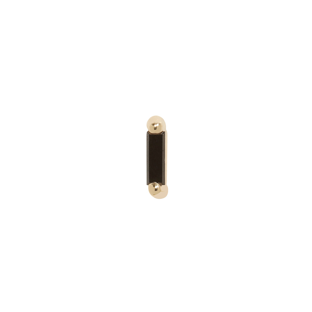 The Escalier Single Stud - Colored Gems by Fiat Lux is a small rectangular 14K gold piece, shown on white.