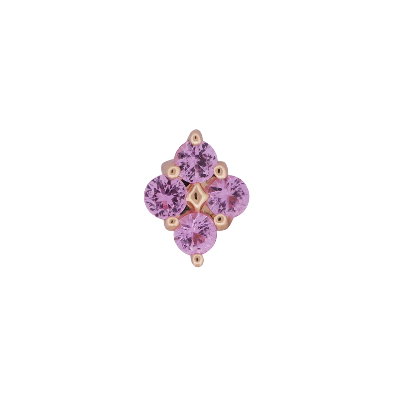 Fiat Lux Grande Sirius Stud - Colored (1.5mm): 14K gold, four pink gems in a diamond shape for a refined piercing look.