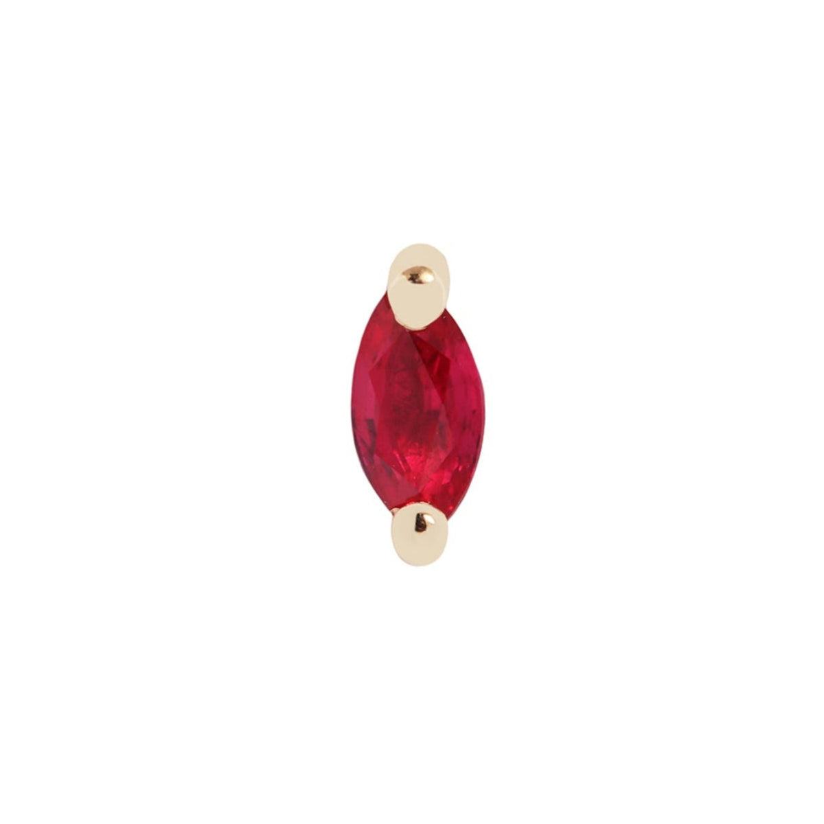 The Fiat Lux Grande Marquise Prong - Colored Stone (4x2mm) is a striking marquise-cut piercing in minimalist 14K gold.