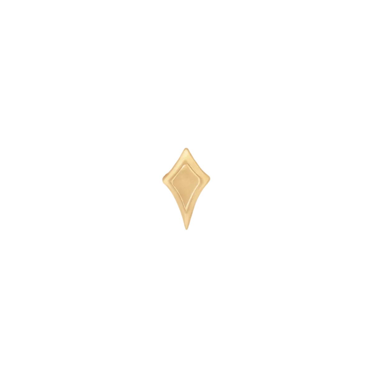 The Petite North Star Stud by Fiat Lux is a small gold diamond-shaped flatback with a raised central design.