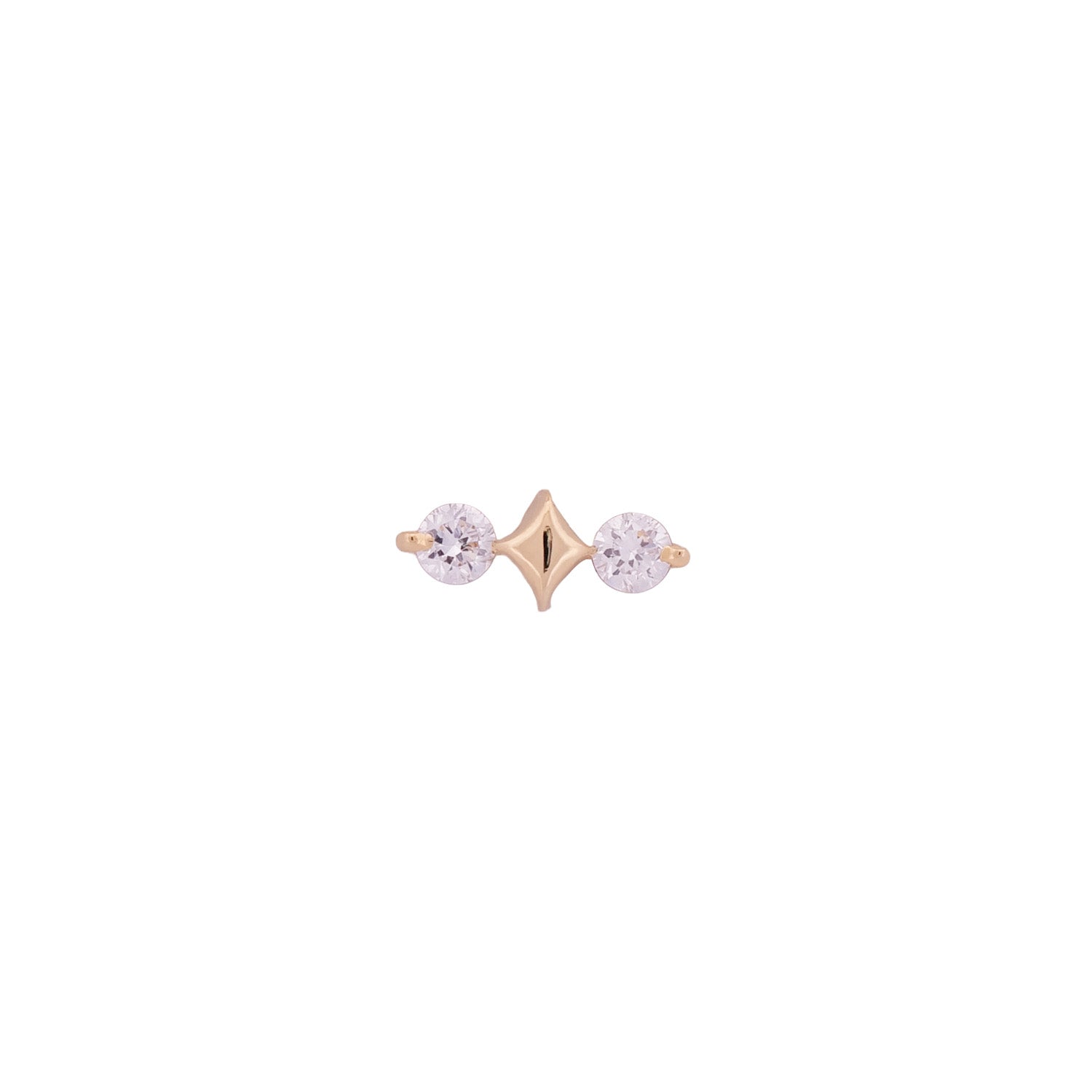 Fiat Lux Orion Star Arc - White Diamond (1.5mm) 14K gold flatback stud earring on a white background.