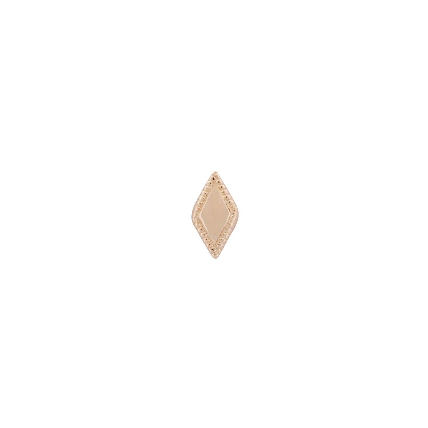 The Serpentra Scale Stud - Plain by Fiat Lux is a small beige diamond-shaped titanium labret with a textured border.