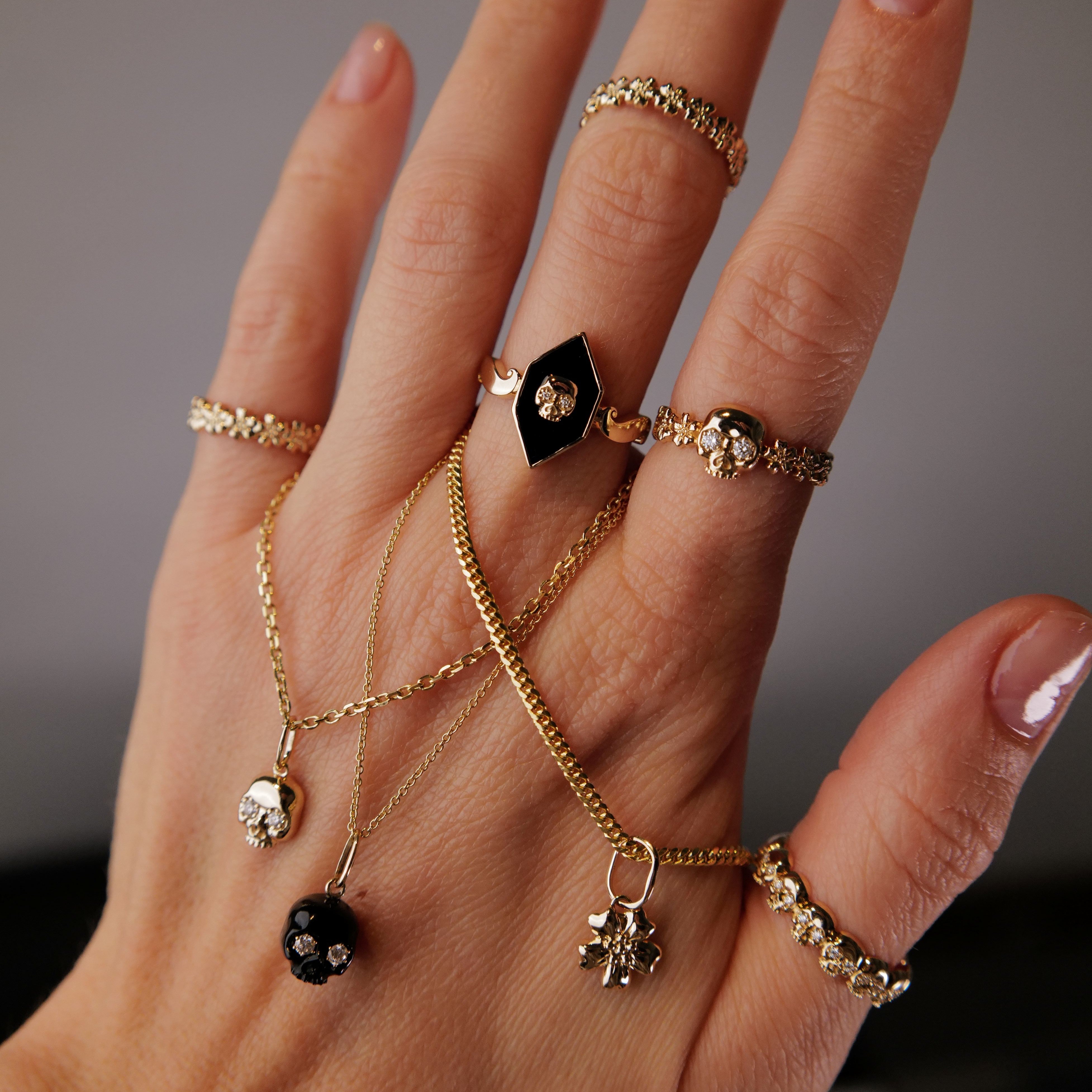Forget Me Not Skull Ring