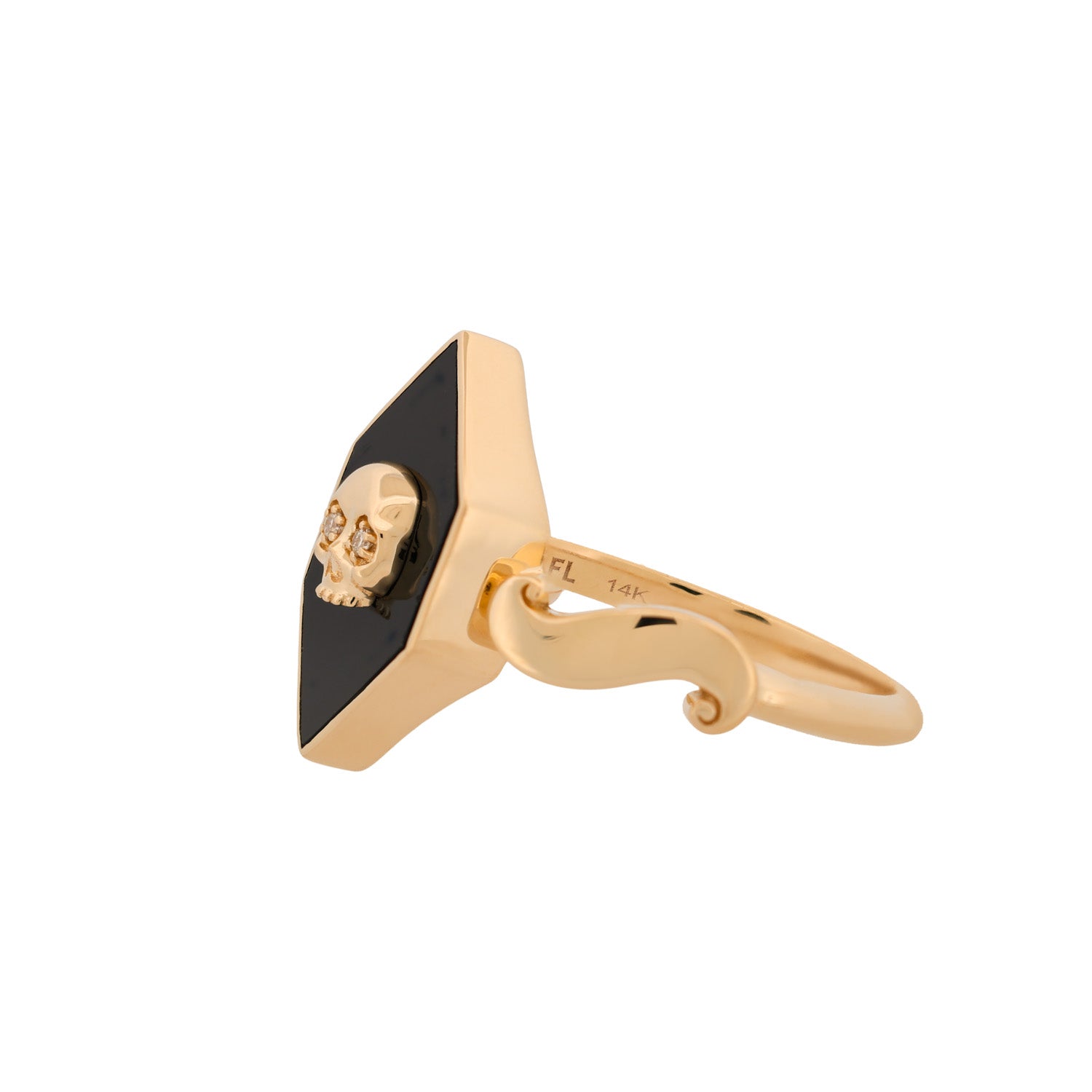 Inlay Skull Scroll Ring