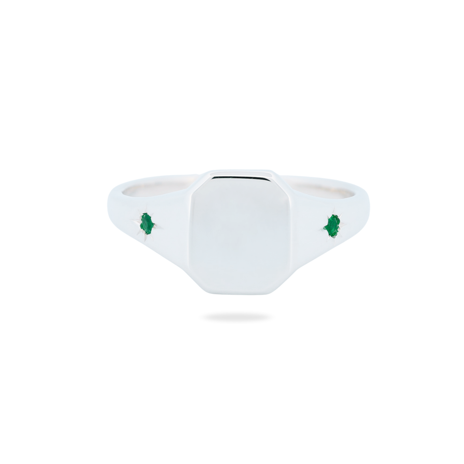 Classic Emerald Signet Ring - Star Set (S)