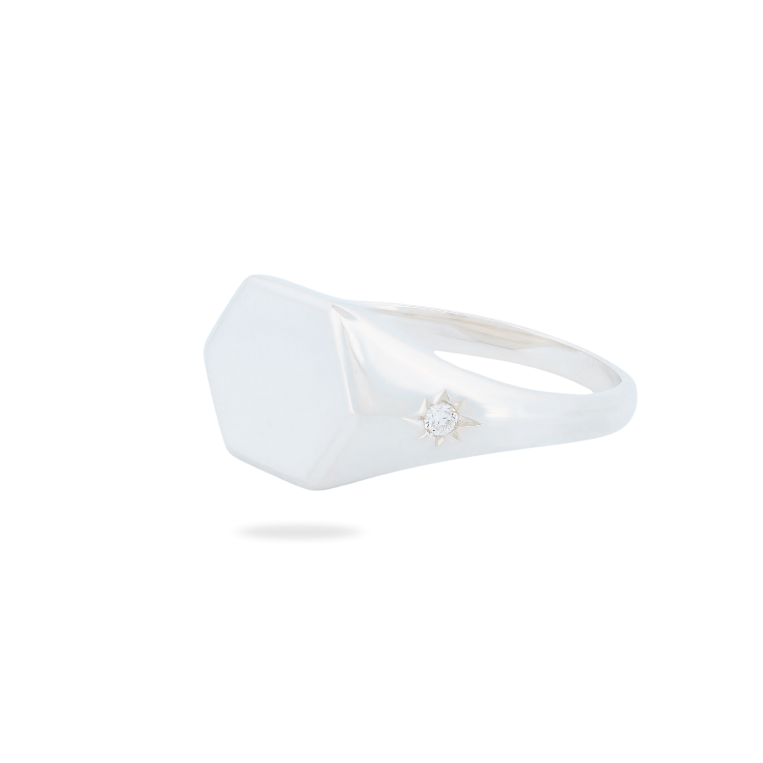 Grande Hexagon Signet Ring - Star Set (S)