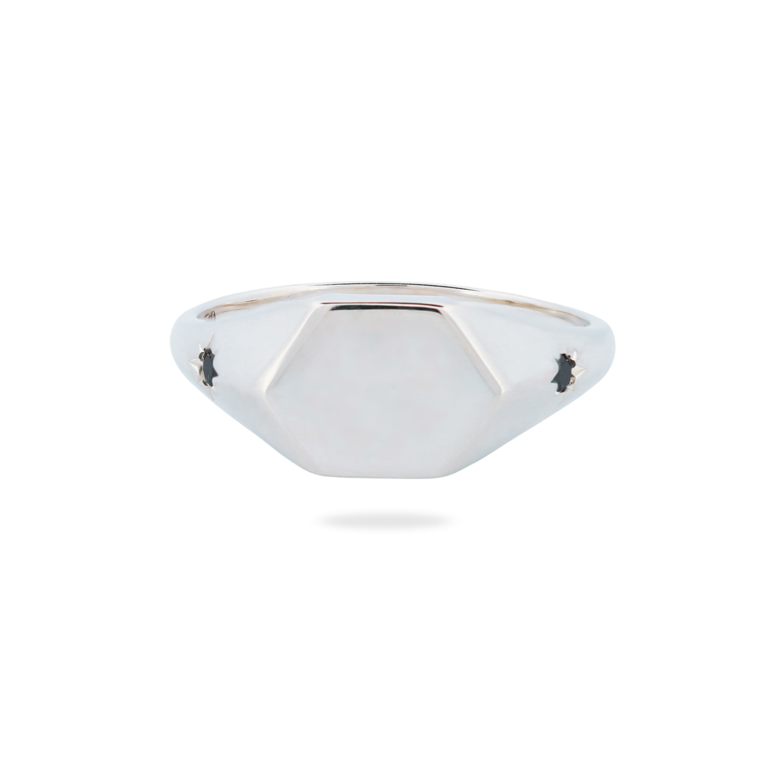 Grande Hexagon Signet Ring - Star Set (S)