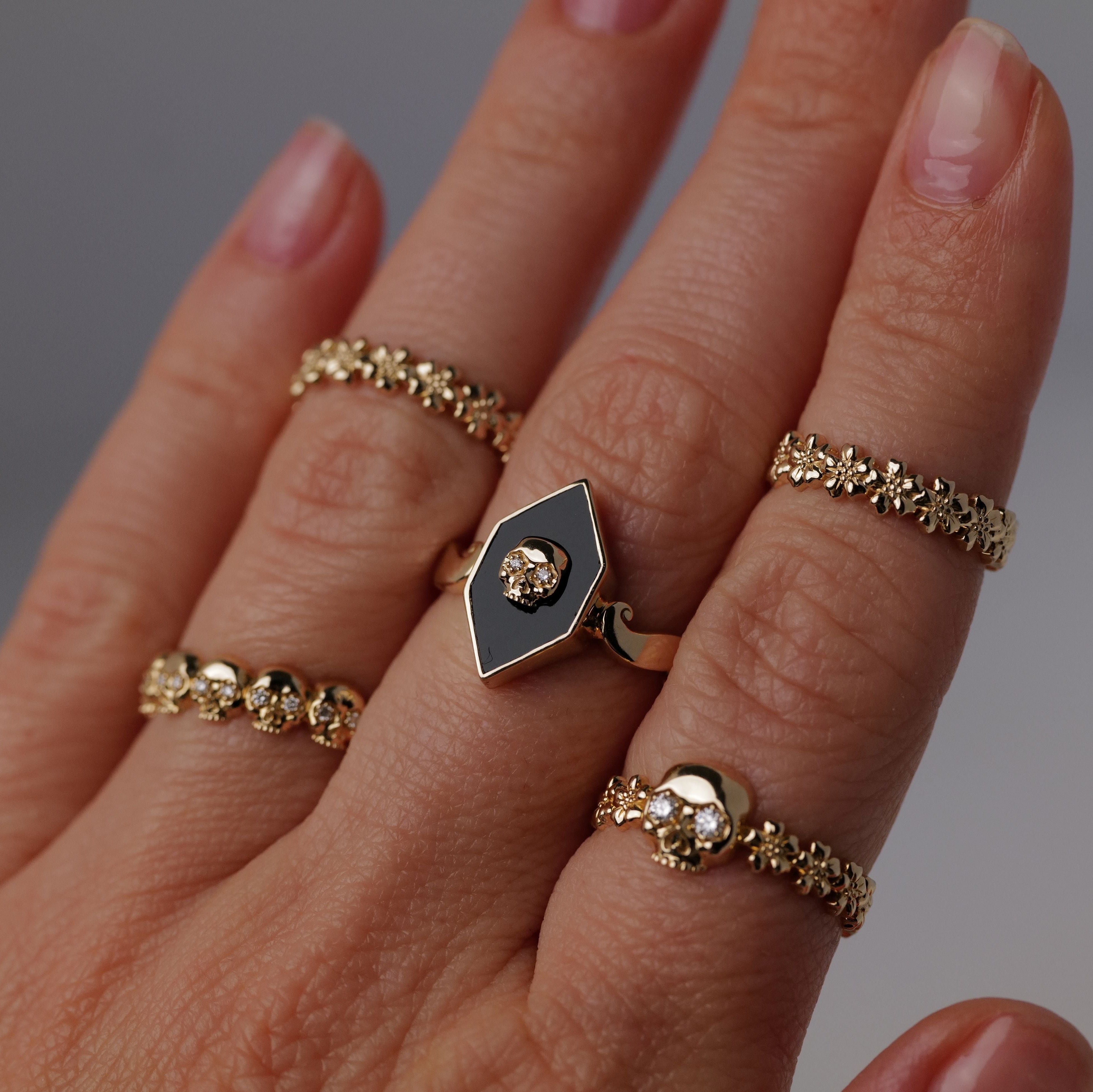 Forget Me Not Skull Ring