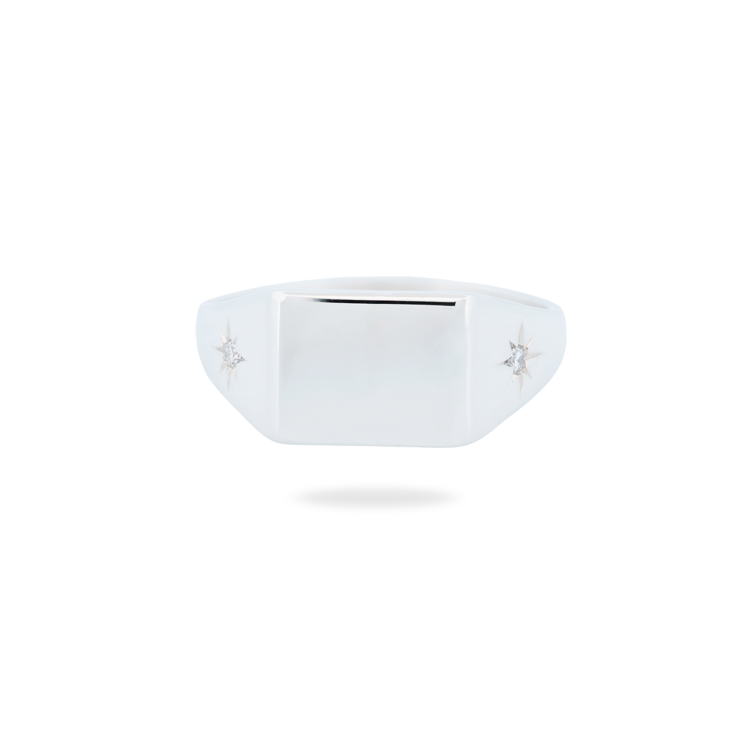 Classic Rectangle Signet Ring - Star Set (S)