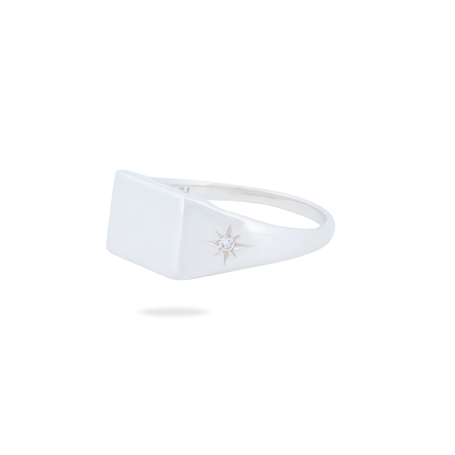Classic Rectangle Signet Ring - Star Set (S)