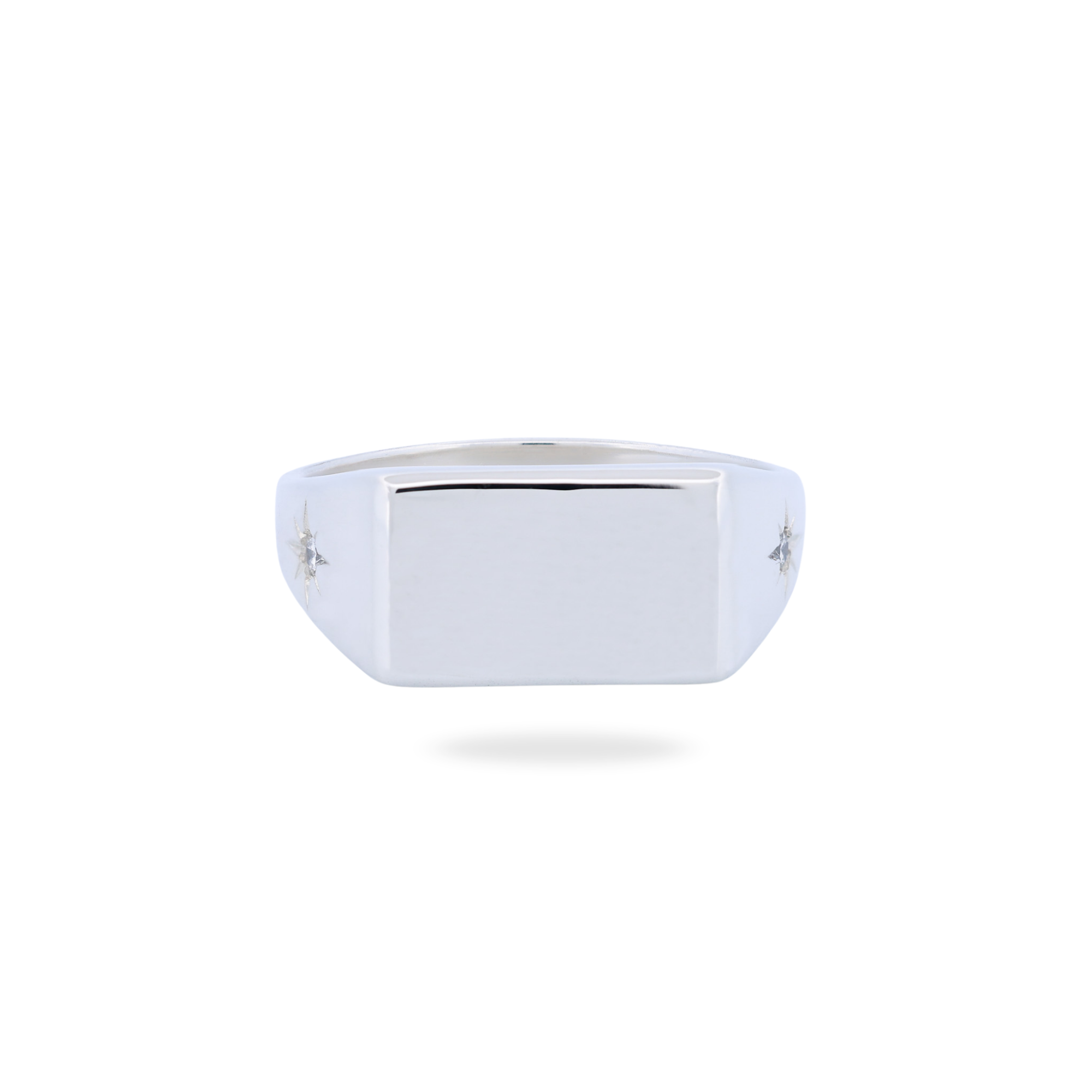 Grande Rectangle Signet Ring - Star Set (S)