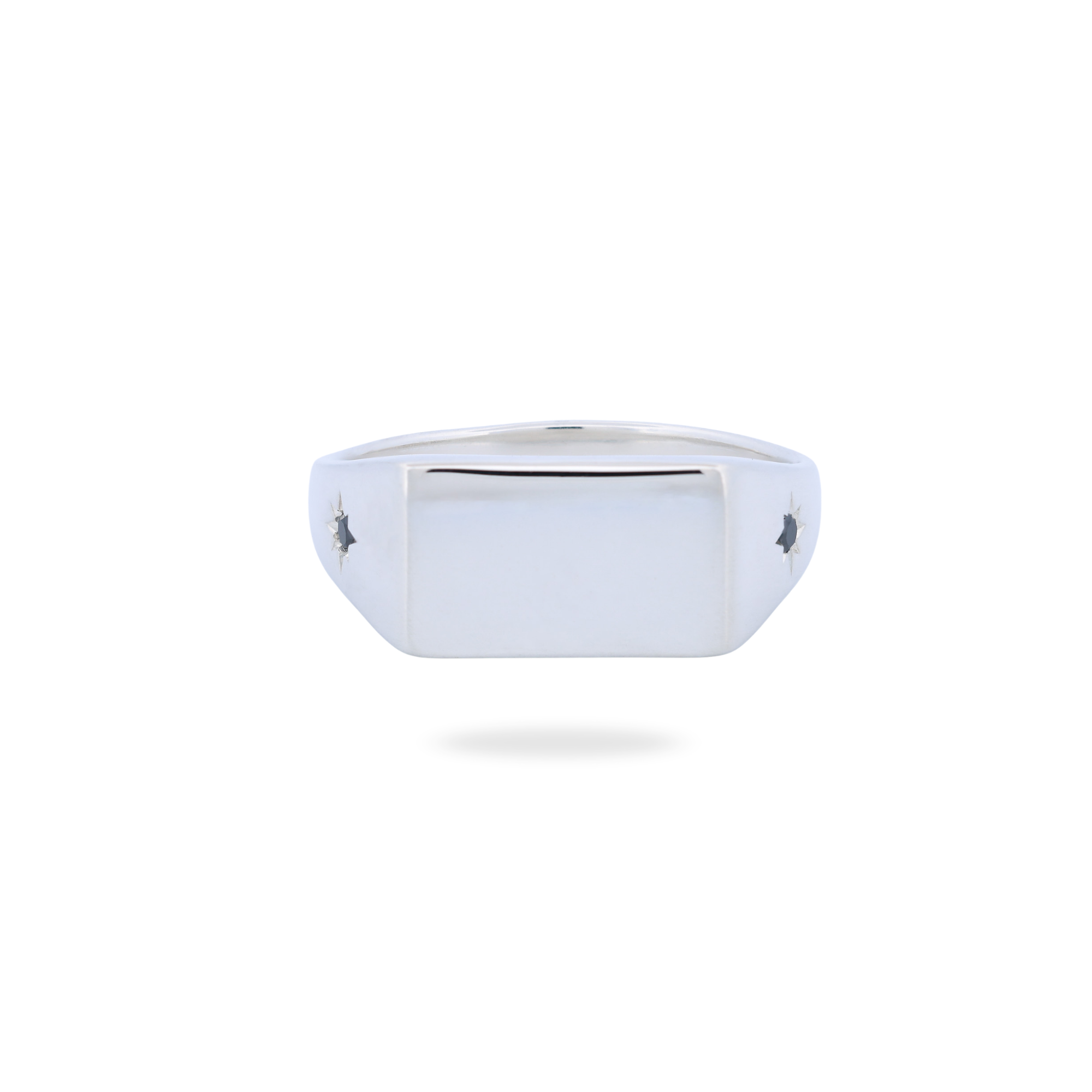 Grande Rectangle Signet Ring - Star Set (S)