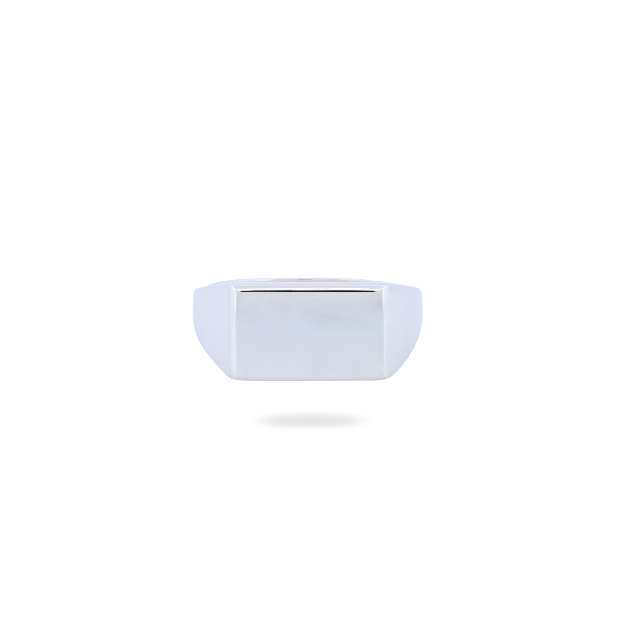 Fiat Lux Classic Rectangle Signet Ring - Plain (S) in sterling silver, displayed front-on against a white background.