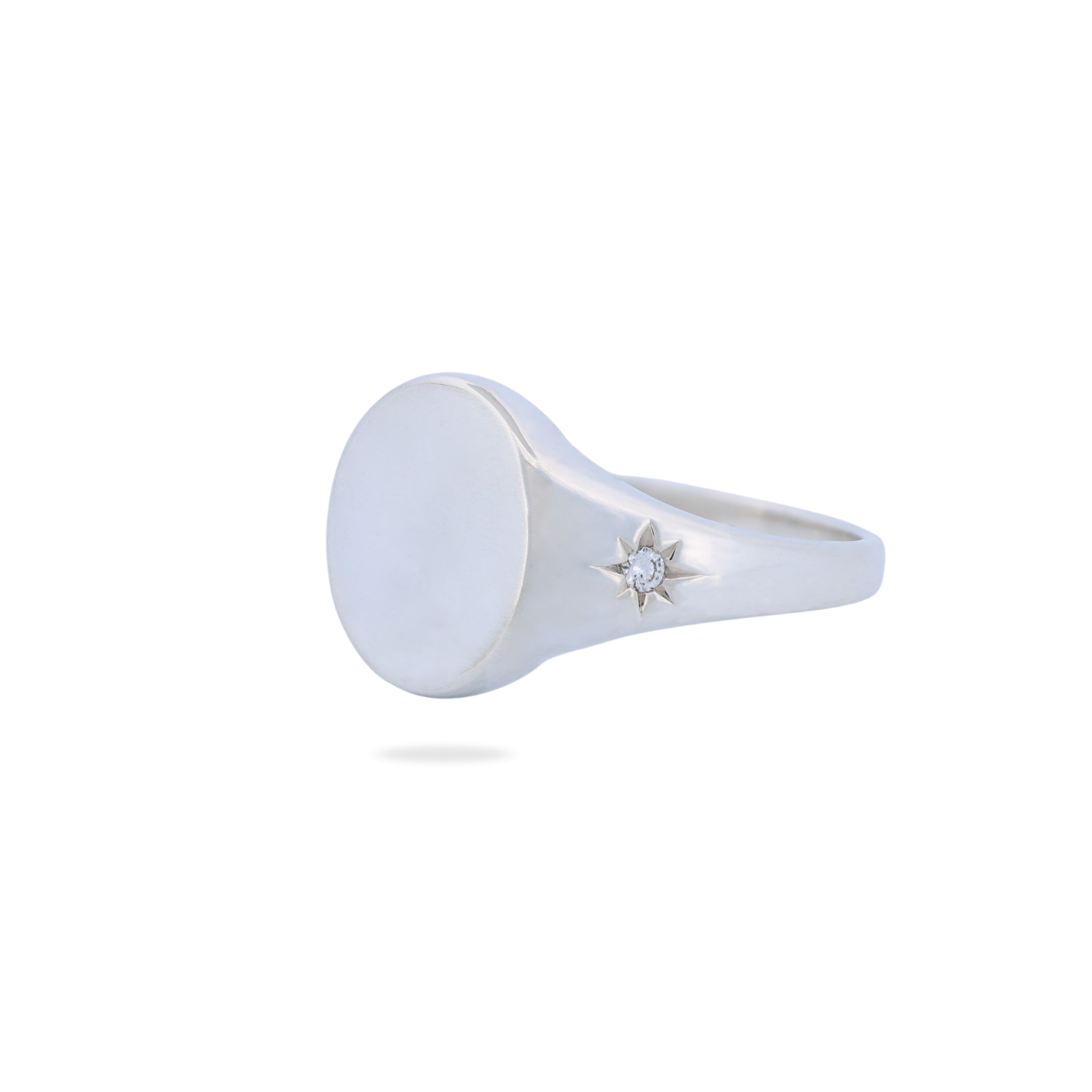 Classic Vertical Oval Signet Ring - Star Set (S)