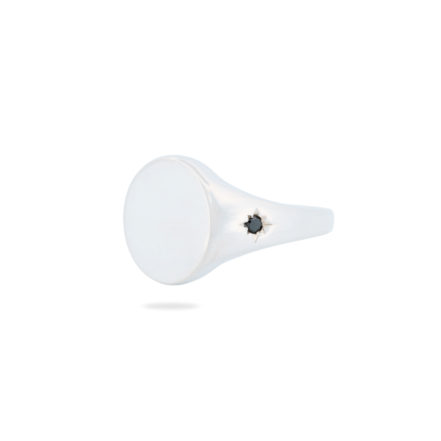 Classic Vertical Oval Signet Ring - Star Set (S)