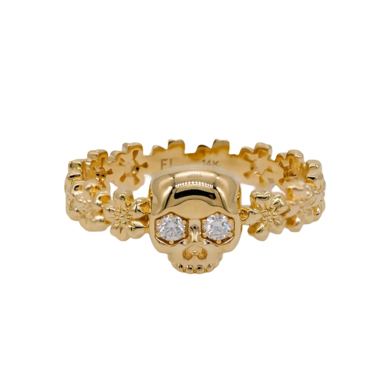 Forget Me Not Skull Ring