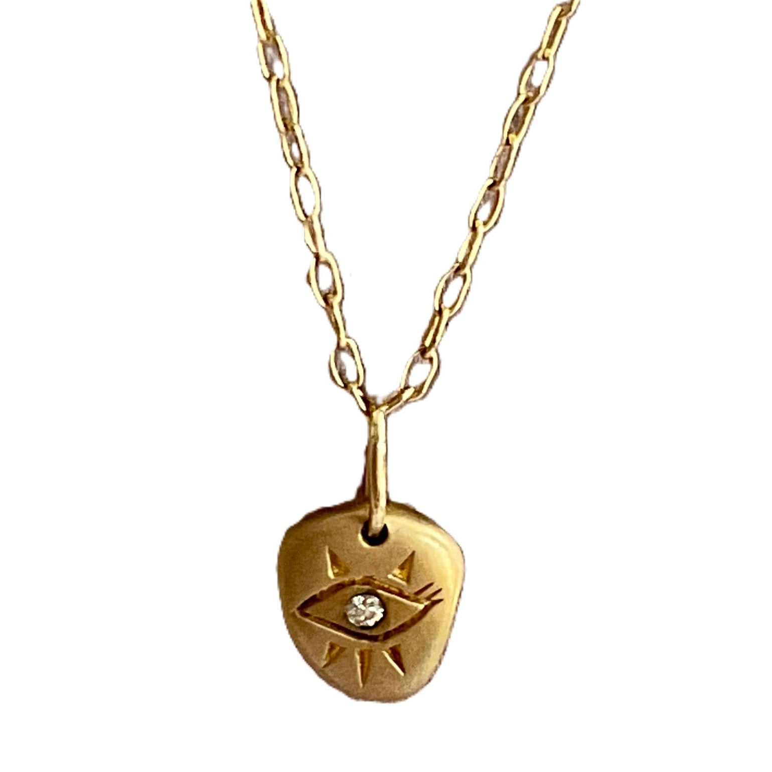 Golden Shell Nugget Eye Necklace