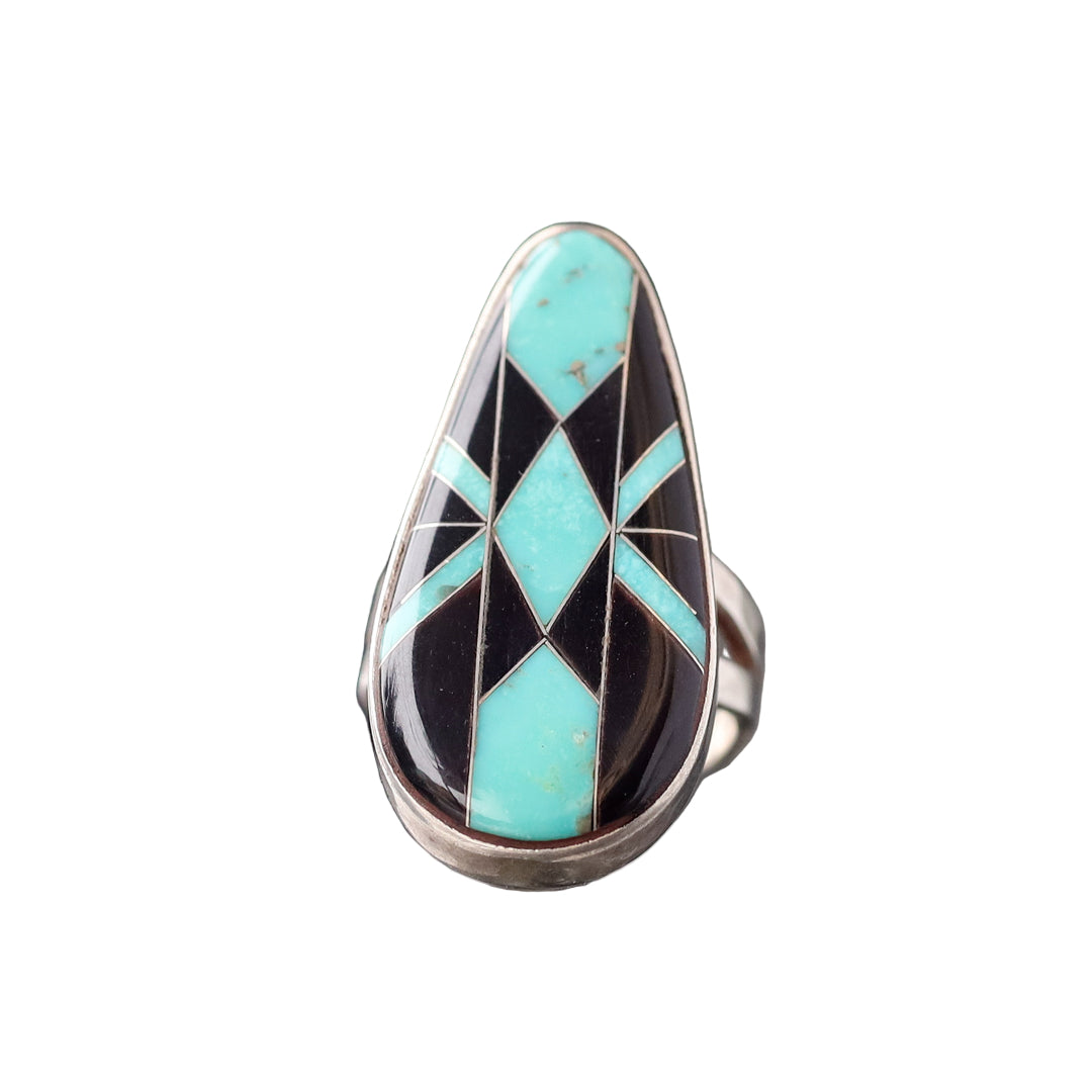 Patterned Pear Inlay Ring
