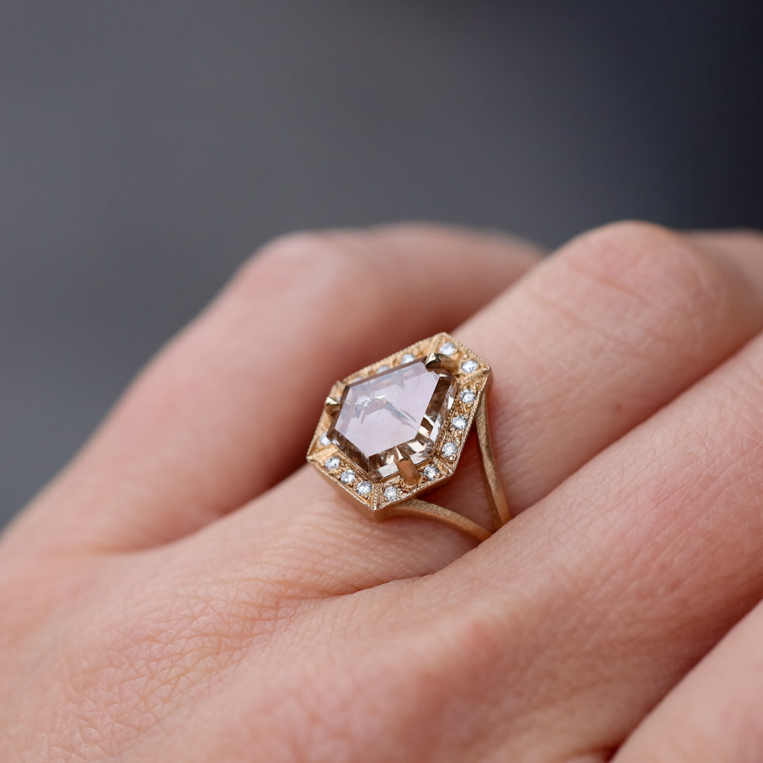 Phoebe Ring - Champagne Shield Portrait Cut Diamond