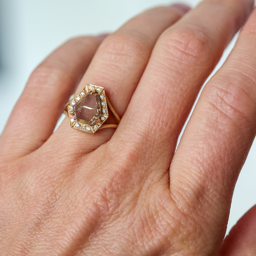 Phoebe Ring - Champagne Shield Portrait Cut Diamond