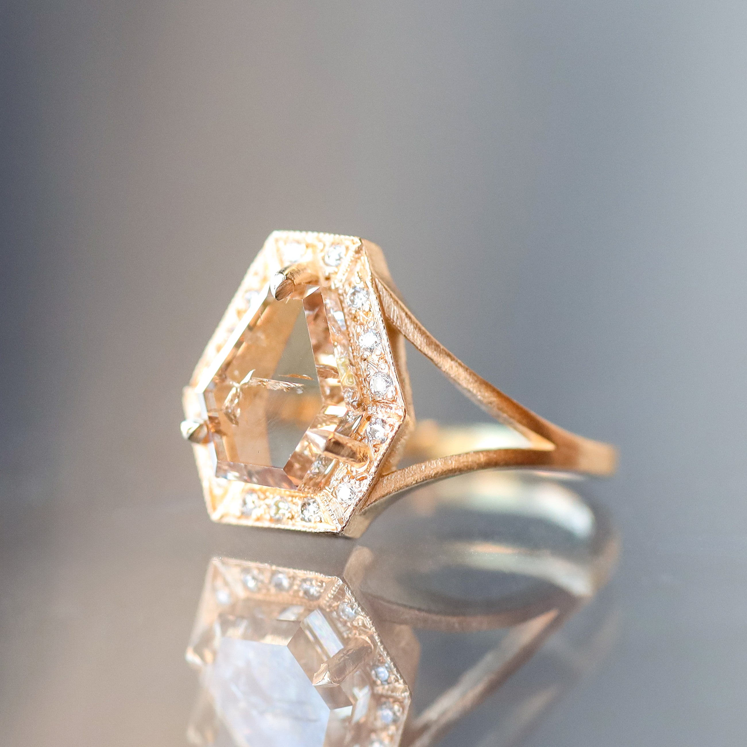 Phoebe Ring - Champagne Shield Portrait Cut Diamond