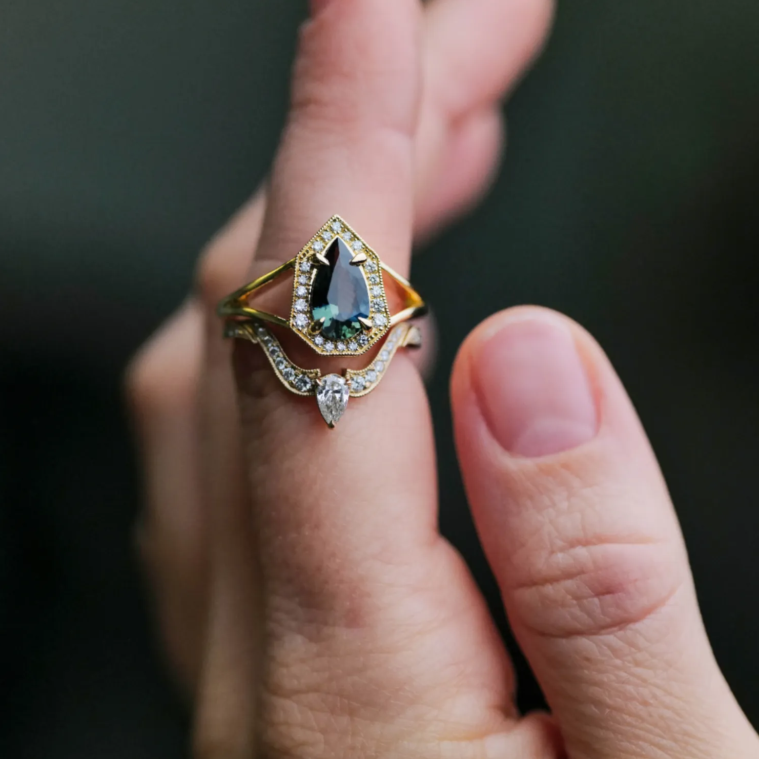 Classic Phoebe Ring - Ink Drop Teal Sapphire (1.287ct)