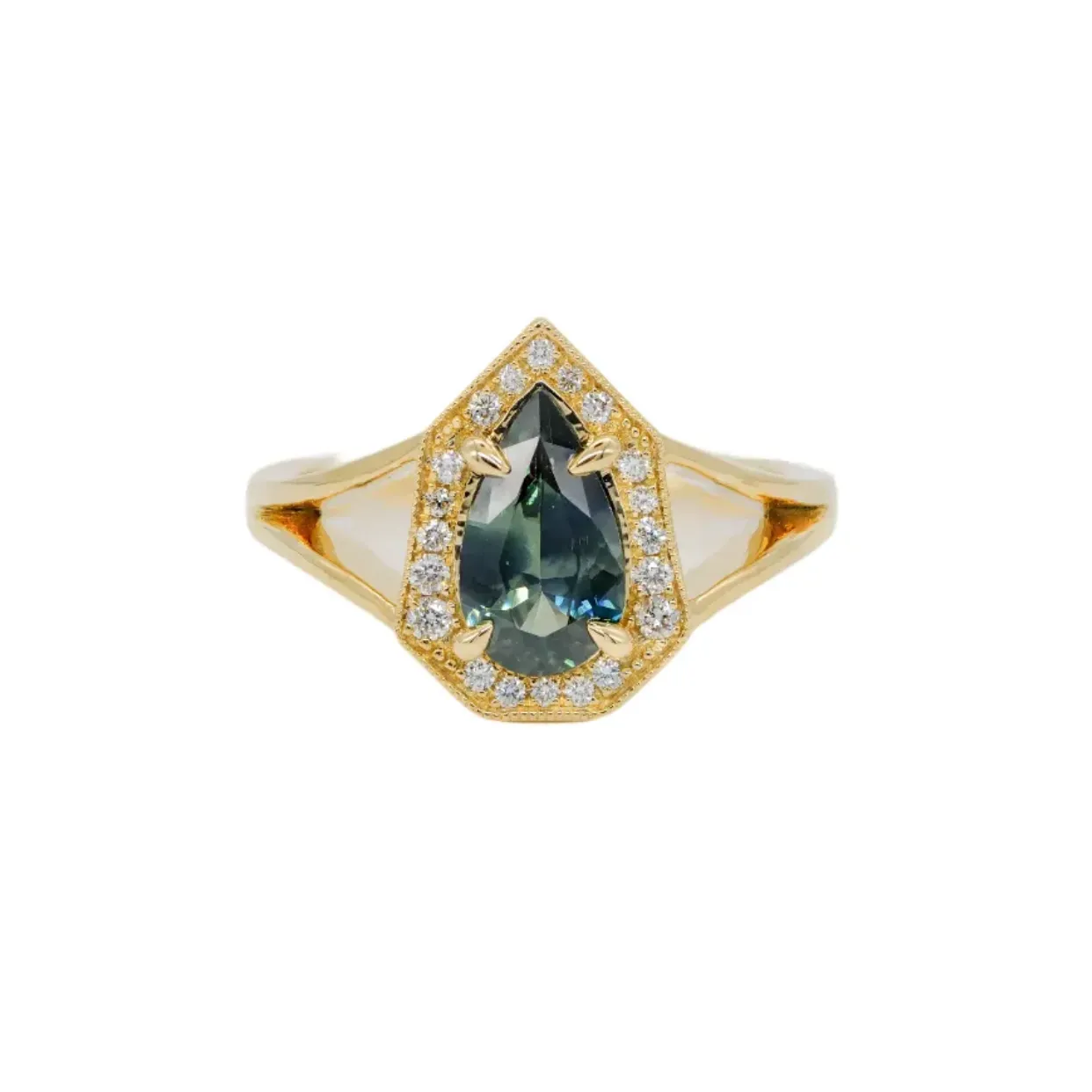 Classic Phoebe Ring - Ink Drop Teal Sapphire (1.287ct)