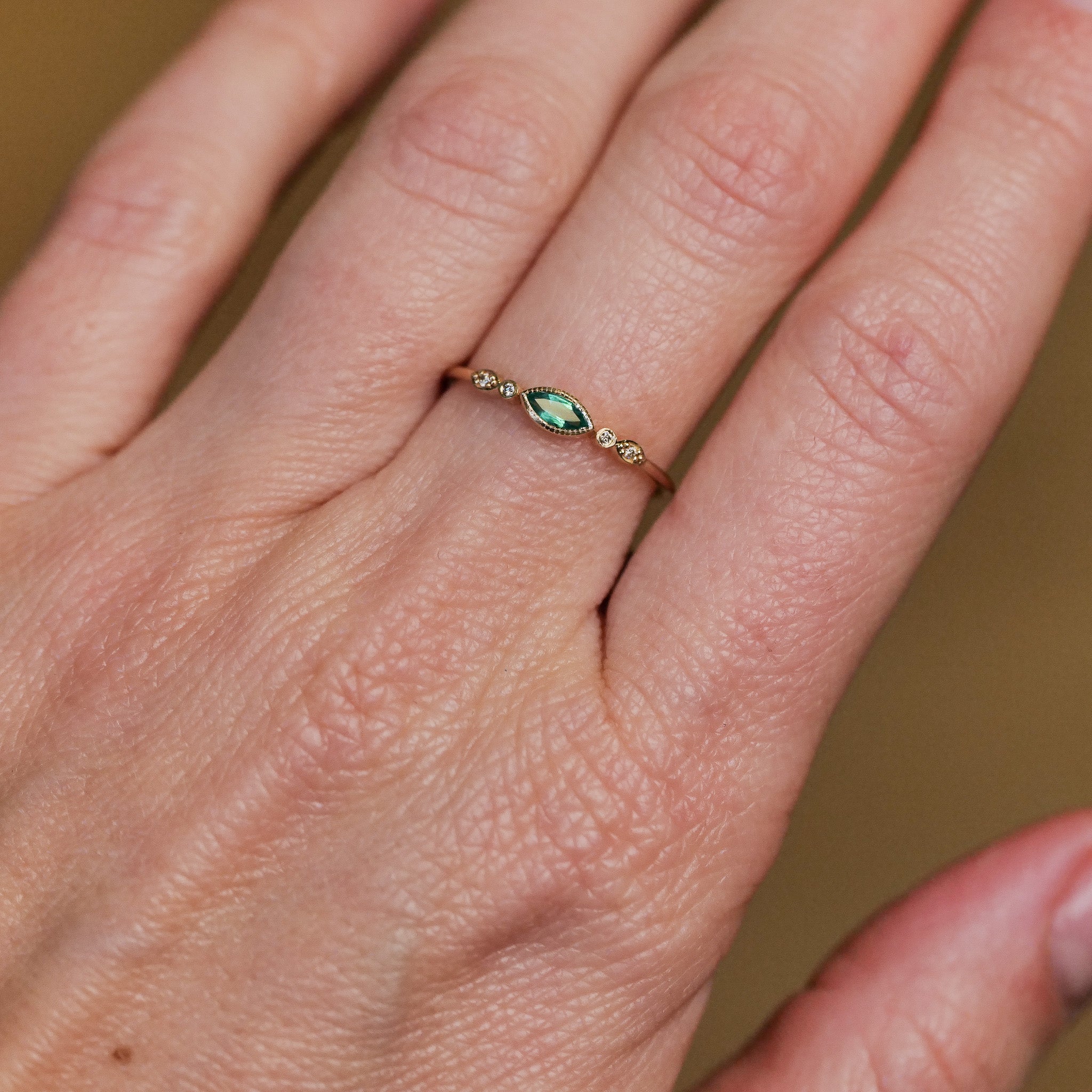 Marquise Eye Ring - Emerald