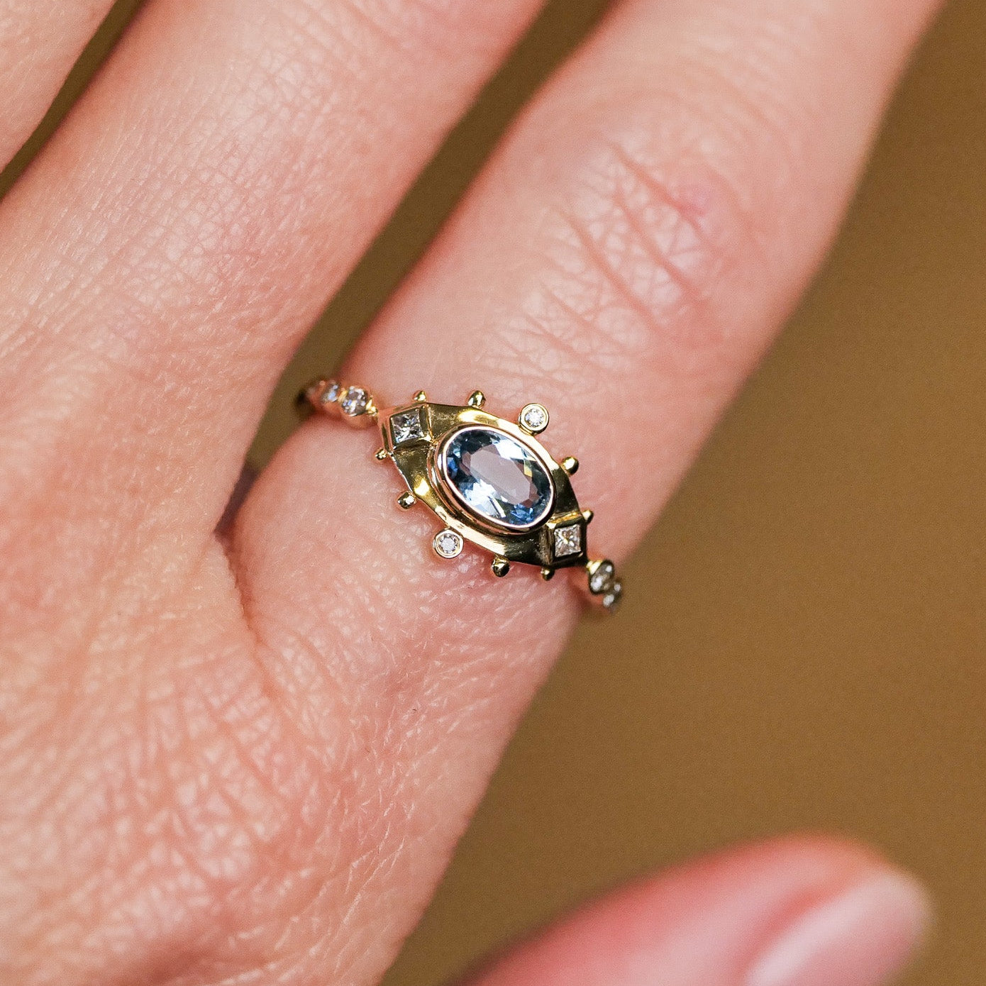 Oval Eye Ring - Aquamarine