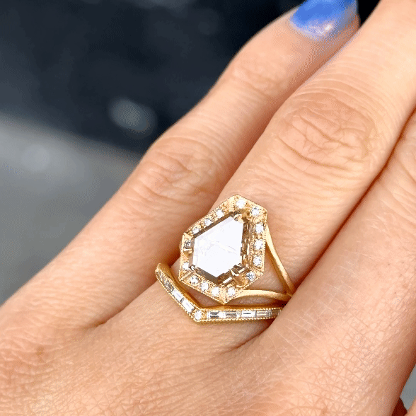 Phoebe Ring - Champagne Shield Portrait Cut Diamond