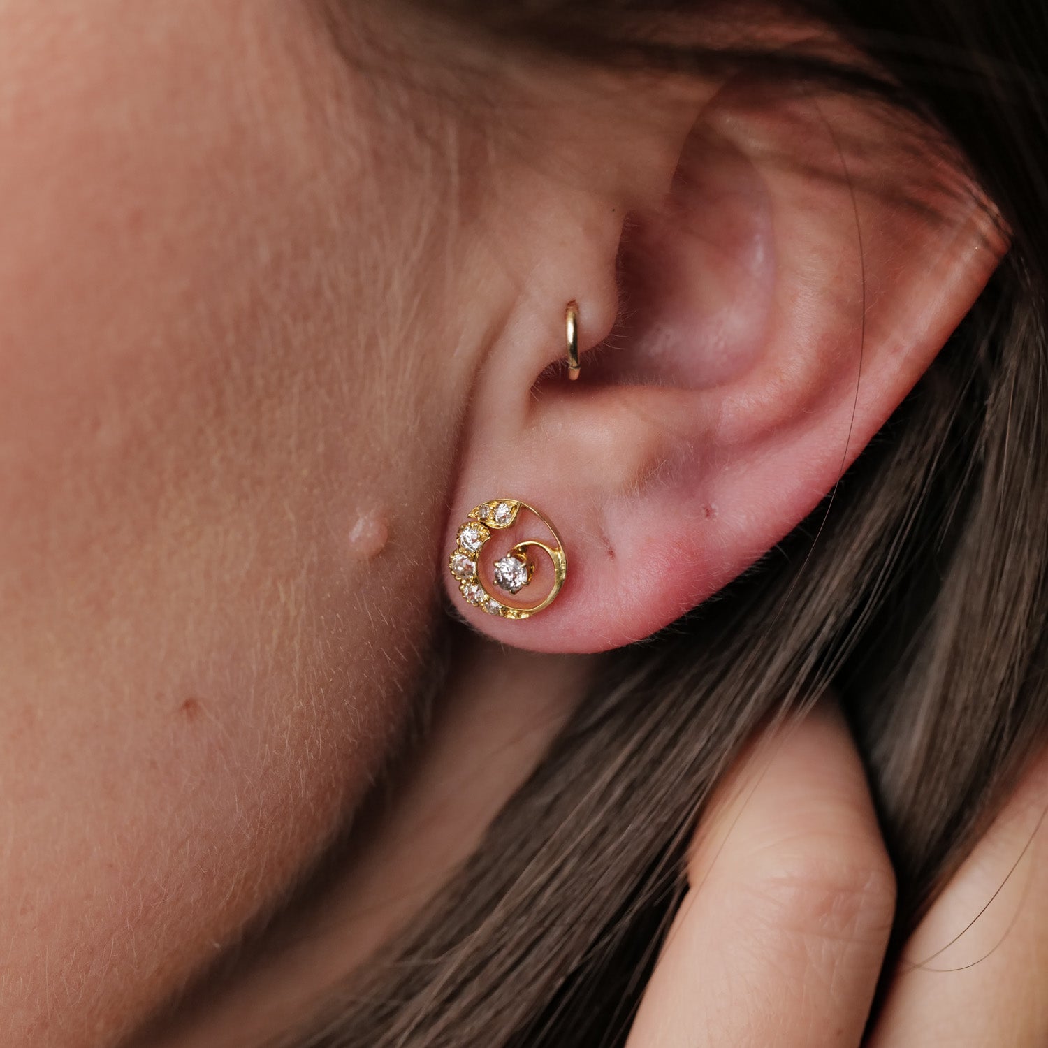 Antique Diamond Swirl Earring