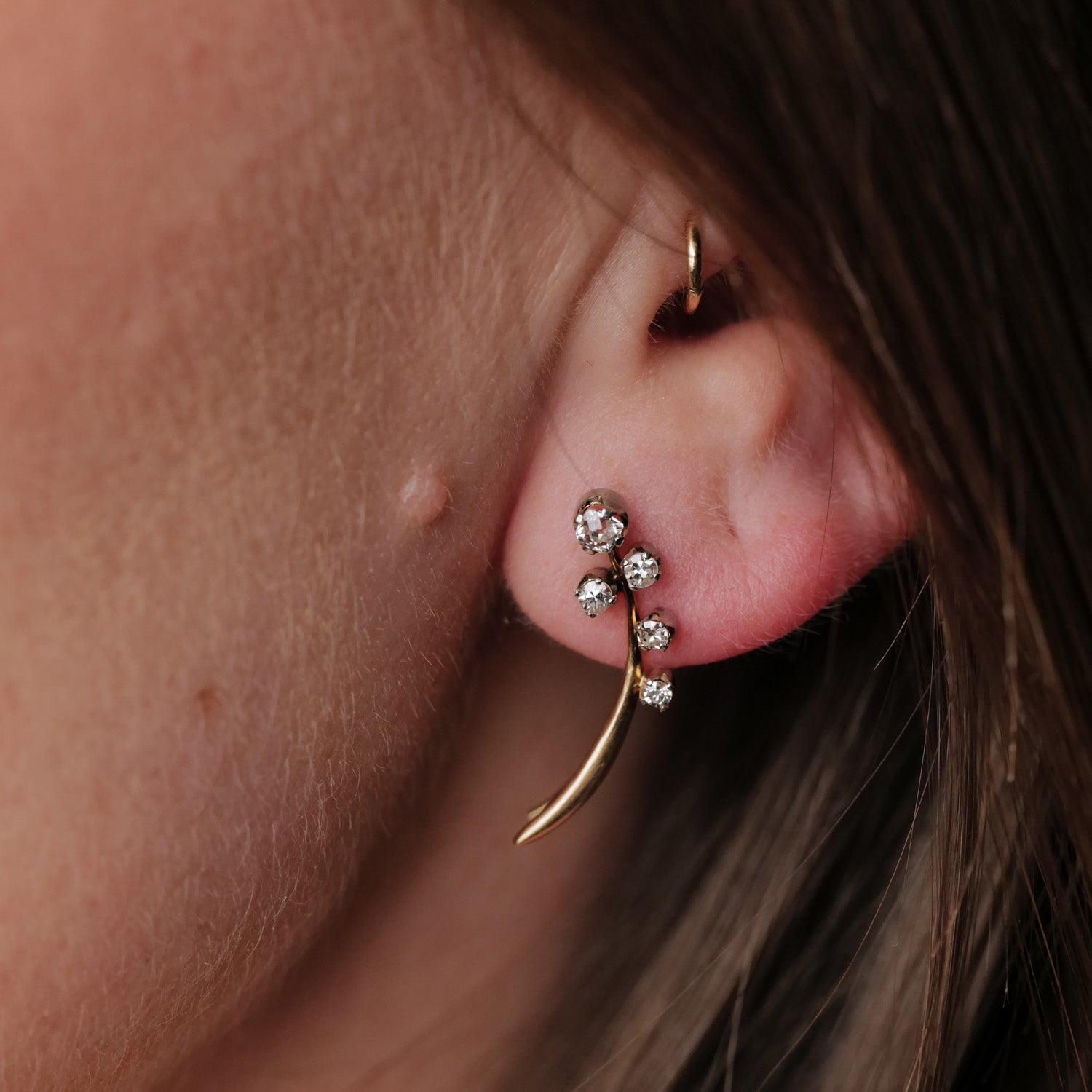 Vintage Diamond Crawler Earrings