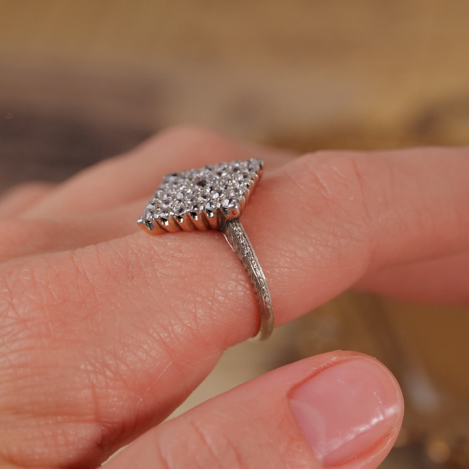 Edwardian Cobblestone Pave Diamond Ring