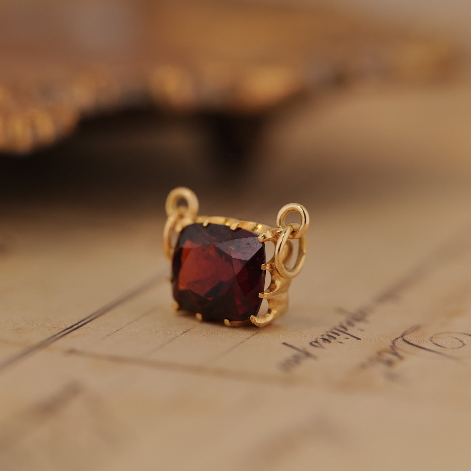 Antique Garnet Slider Charm