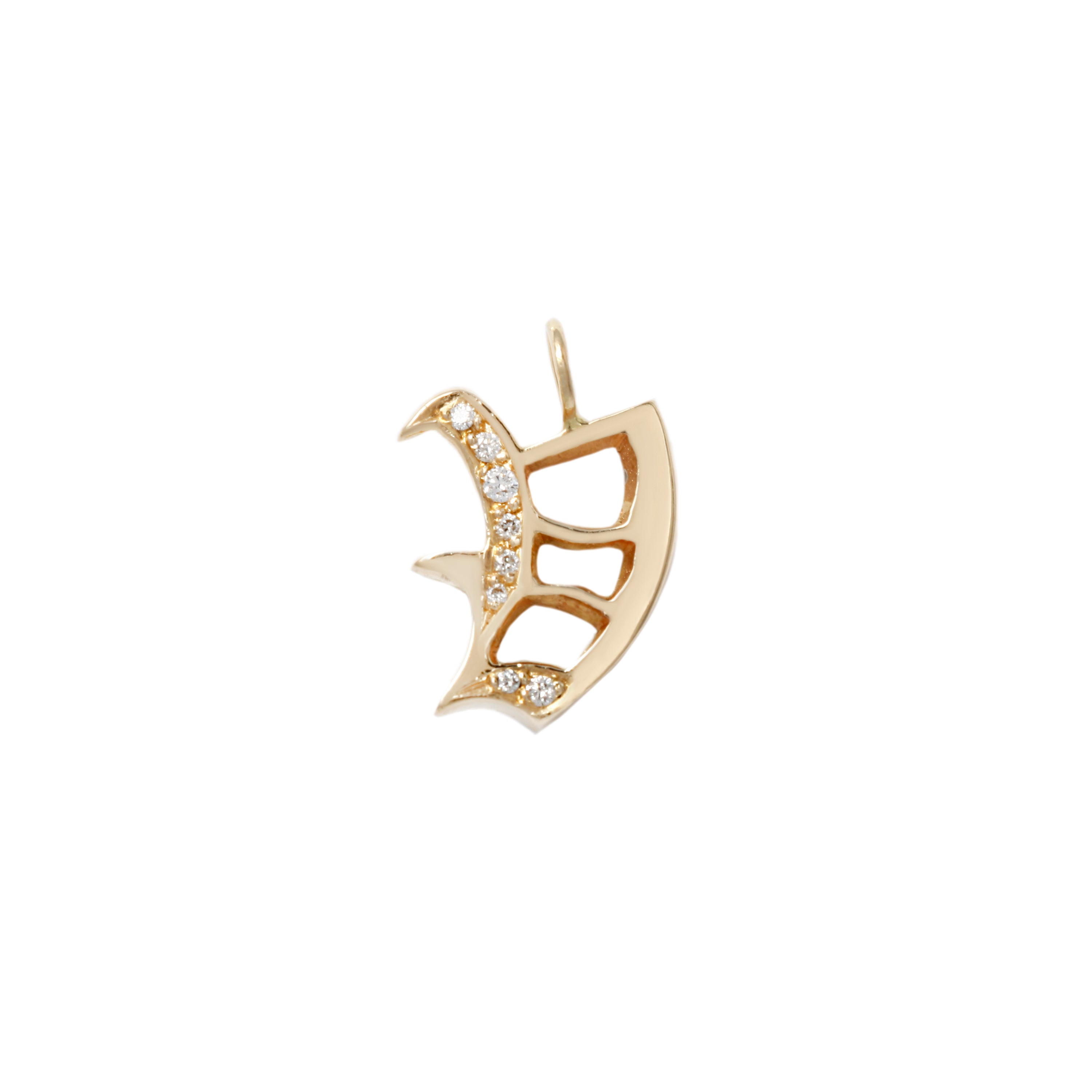 Ideogram Charm by Georgie Gold: a 14K gold pendant with diamond detail, ideal for lovers of unique jewelry styles.