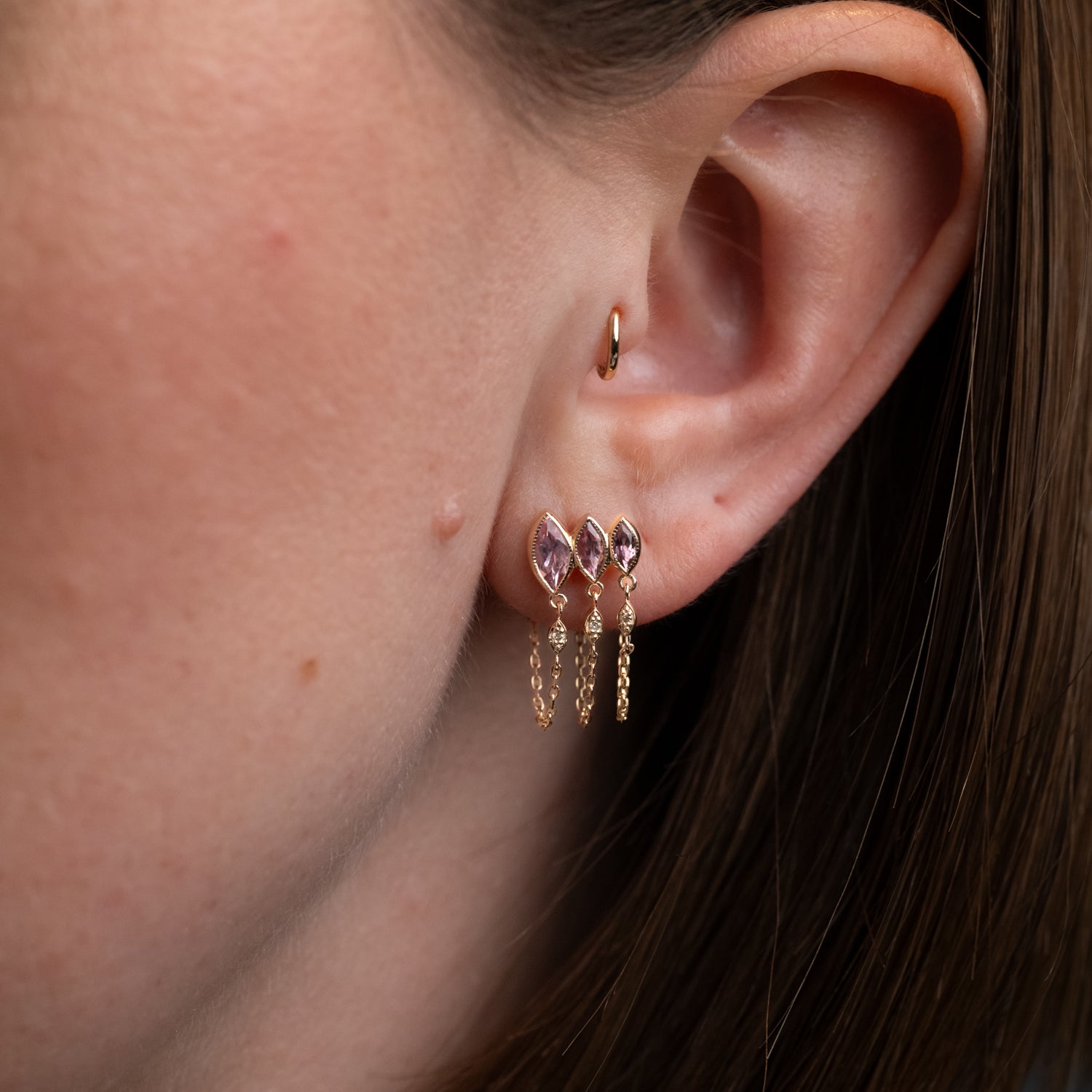 Triple Marquise Chain Earring