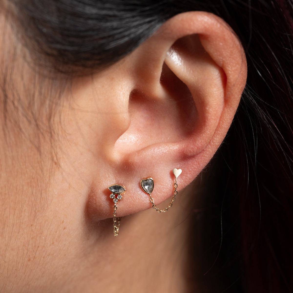 Double Heart Earring - Diamond