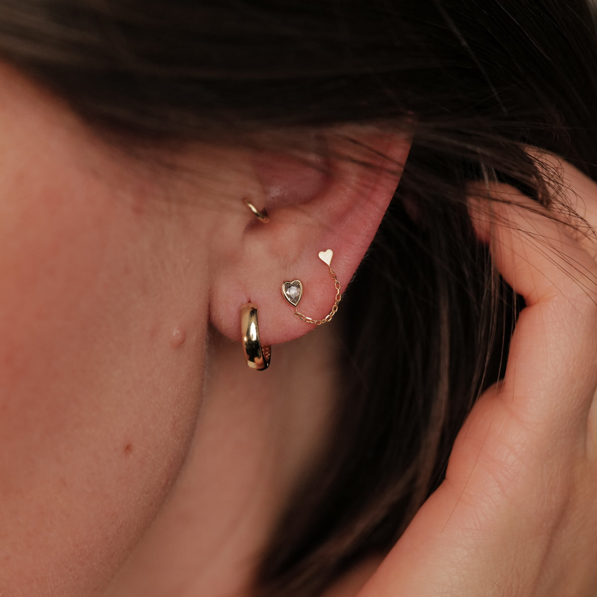 Double Heart Earring - Diamond