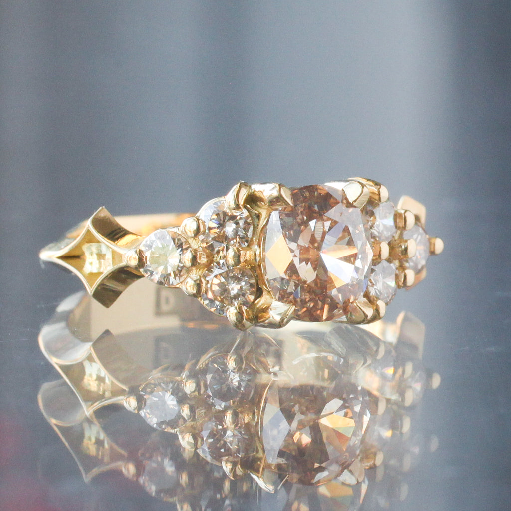 Nico Ring - Oval Mine Cut Champagne Diamond (1ct)
