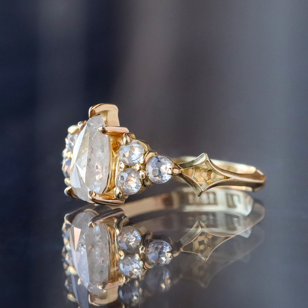 Nico Ring - Icy Salt & Pepper Rose Cut Pear Diamond (1.5ct)