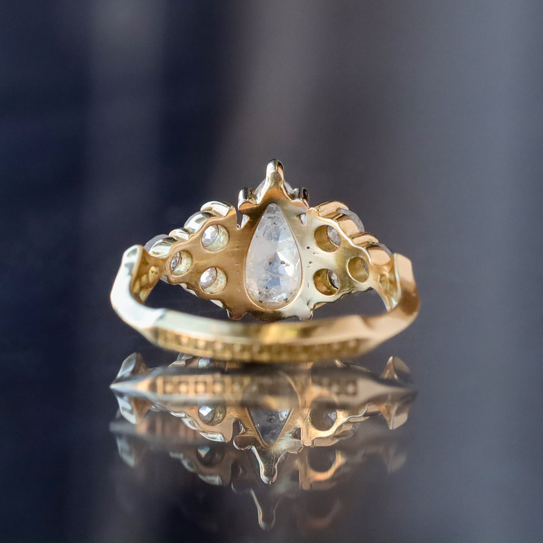 Nico Ring - Icy Salt & Pepper Rose Cut Pear Diamond (1.5ct)