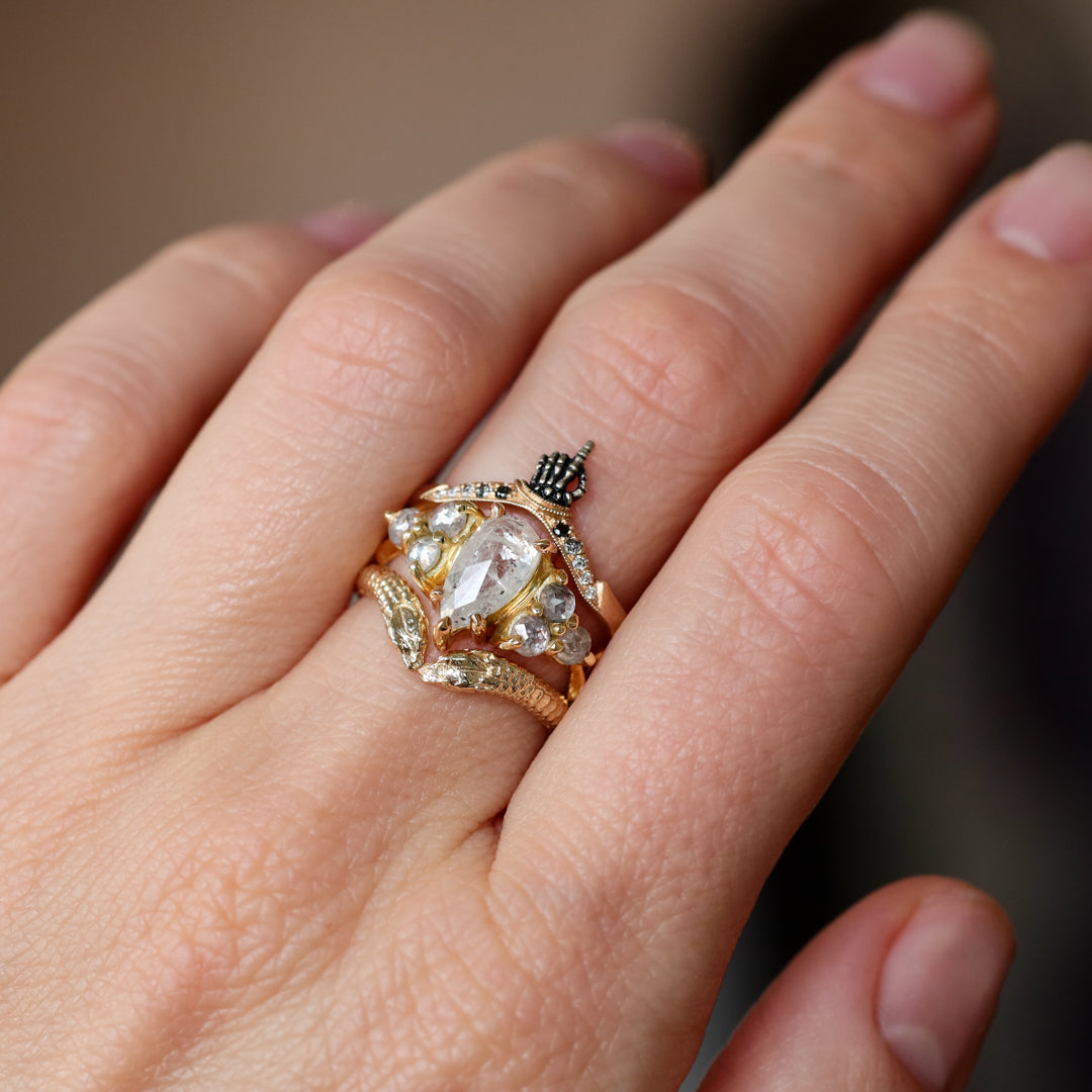 Nico Ring - Icy Salt & Pepper Rose Cut Pear Diamond (1.5ct)