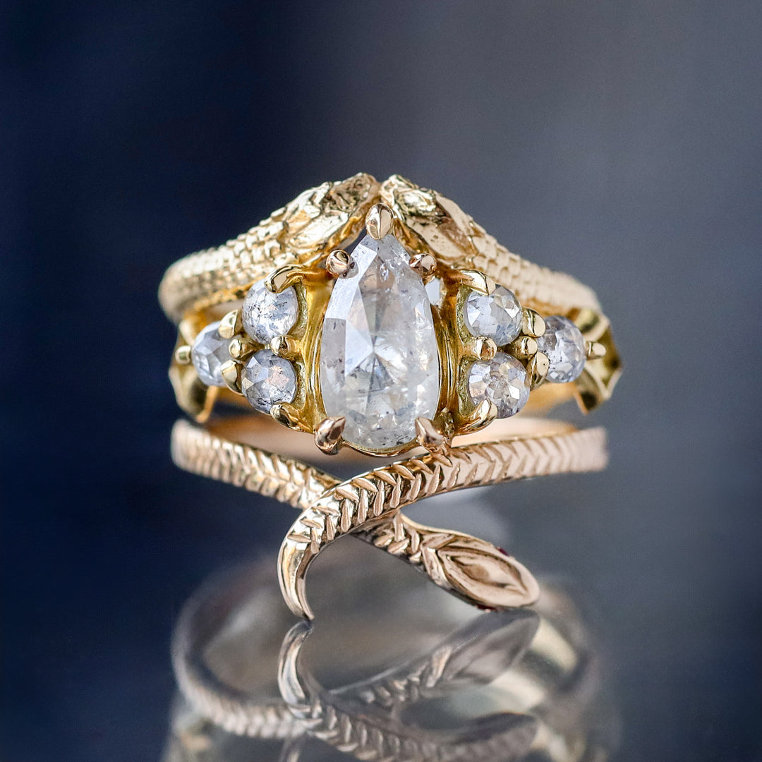 Nico Ring - Icy Salt & Pepper Rose Cut Pear Diamond (1.5ct)