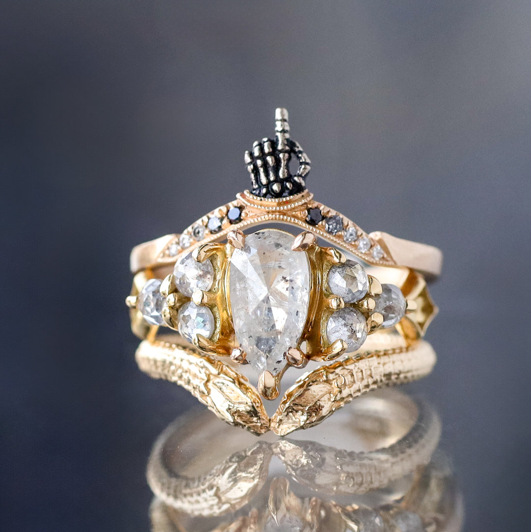 Nico Ring - Icy Salt & Pepper Rose Cut Pear Diamond (1.5ct)