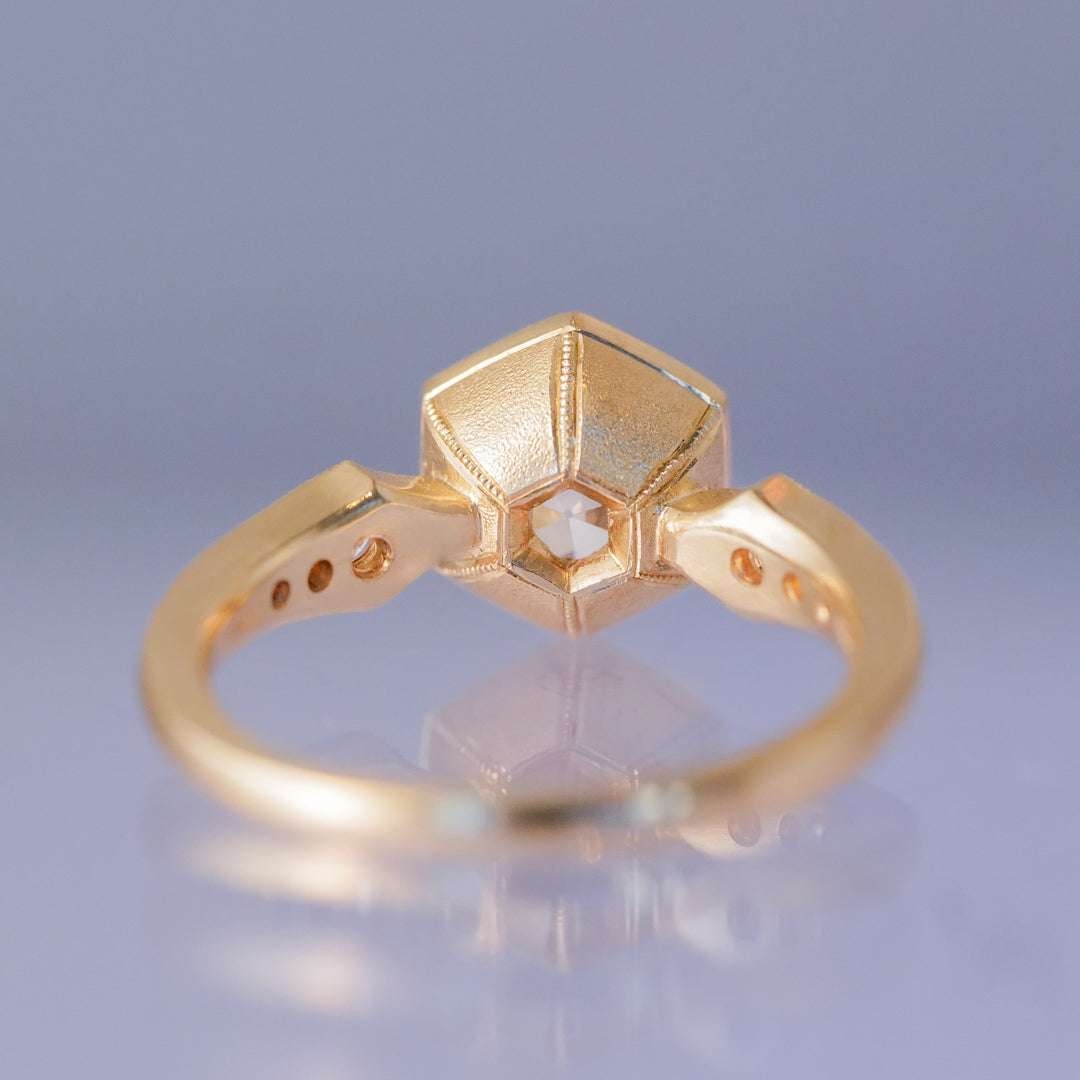 Hex Bezel Ring - Antique Old European Cut Diamond (1.32ct)