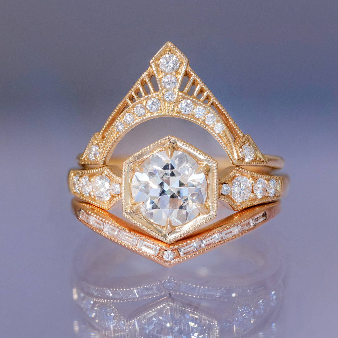 Hex Bezel Ring - Antique Old European Cut Diamond (1.32ct)